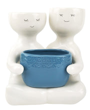 Load image into Gallery viewer, Friends holding a pot Planter Mustard Lg 21cm H21x20x12cm
